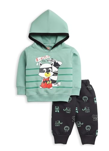 Image of Pure Cotton Full Sleeves Winter Hoodie Sweatshirt and Full Pant Set For Boys Kids