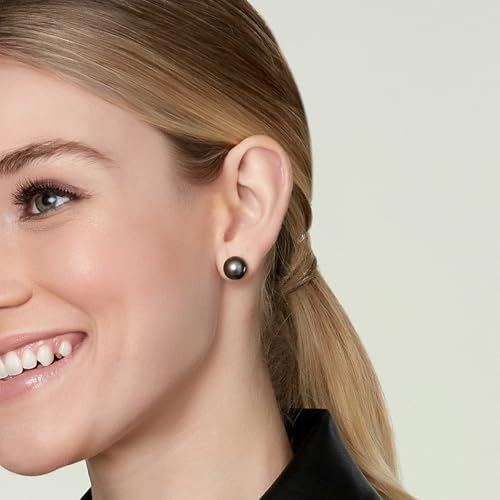 THE PEARL SOURCE Tahitian Real Pearl Earrings for Women - Black 14k Gold Stud Earrings | Hypoallergenic Earrings with Genuine Cultured Pearls Pearl Gifts for Christmas, Holidays and Anniversary2