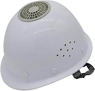 Surakey USB Cooling Helmet with Fan Universal Heavy Duty Hard Hat Men Hardhat with Cooler Fan Portable Safety Helmets for Scaffolding Construction Tradesmen (White)