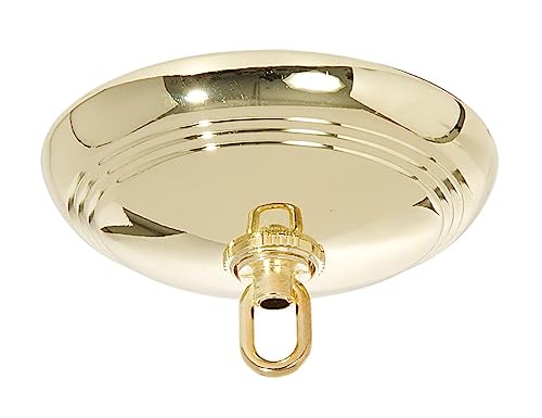 Image of B&P Lamp Polished Brass Screw Collar Ribbed Ceiling Light Canopy Plate Kit