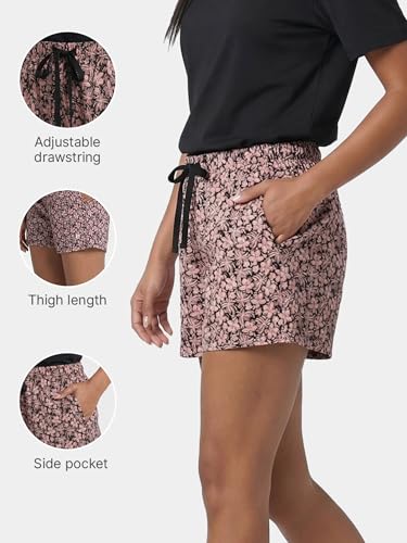 Image of Enamor Drawstring Mid Thigh Length Mid Rise Basic Shorts - Relaxed Fit, Super Soft Cotton - E062