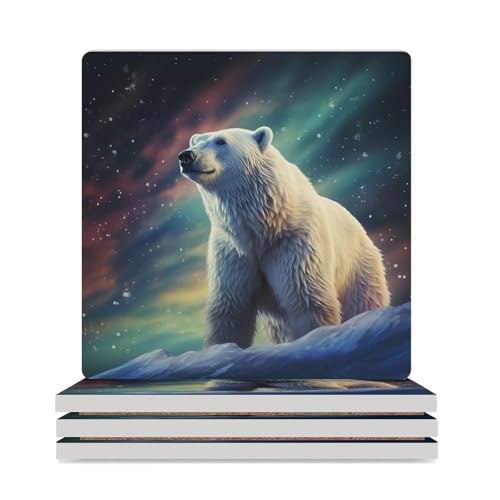 Lot de 4 dessous de verre en forme d'ours polaire, idée cadeau déco originale - 2