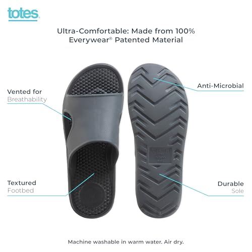 Image of Totes Men's Everywear Slide Sandals Lightweight Waterproof Comfort Slides with Cushioned Footbed for Pool, Beach & Everyday Wear