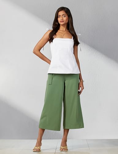 Image of Max Women High Rise Solid Belted Regular Fit Culottes