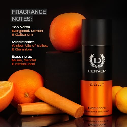 Image of DENVER G O A T Black Code Deo -150ML Each (Pack of 2)| Long Lasting Deodorant Spray For Men