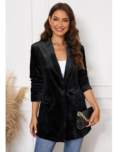 GRAPENT Velvet Blazers Jackets for Women Business Casual Oversized Long Suit Jacket Dressy Cardigan Blazer Work Office3