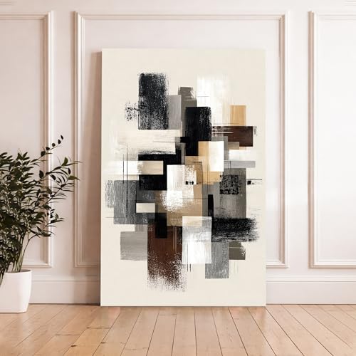 Image of Modern Abstract Stretched Canvas Painting For Living Room | Multicolor Structural Stretched Canvas Wall Art For Livingroom Home Decor, Bedroom, Hallway's, Office, Hotel - 56x86 cm