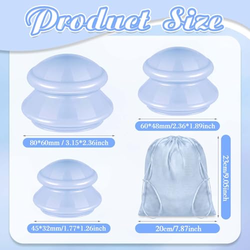 Image of TrelaCo 6 Pcs Silicone Cupping Kit for Massage Therapy,Light Blue | Cupping Cups 3 Sizes, Suction Therapy for Body Massage Myofascial, Relieves Cellulite Muscle Pain Tension, Studio Household