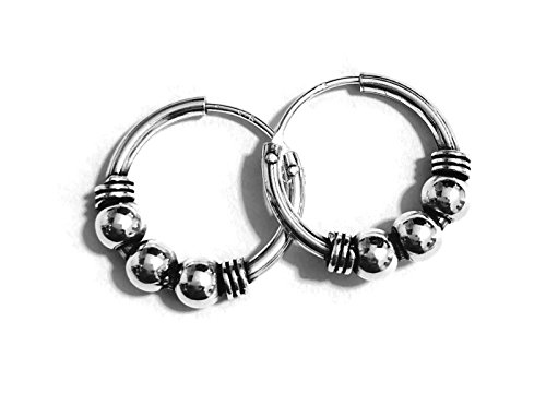 2mm Thick Fat Hoop 925 Silver Bali Tribal Ethnic Earring Women Men 5/8" (16mm) Outer Diameter