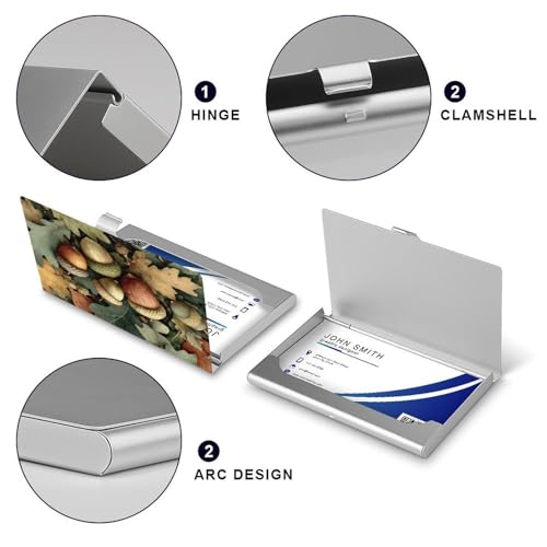 Acorns And Oak Leaves Business Card Holder, Pocket Slim Portable Metal Business Card Case for Women Men4