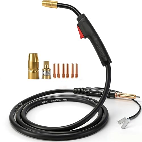 Image of 15ft MIG Gun 100A Replacement for Hobart H-10(195957) H100S2(245924) Compatible Hobart Handler 135/140/175/180/187 and Miller AutoArc XLT142 & XLT182 - Includes .023-. 035" Tips-Nozzles-Diffuser Kit