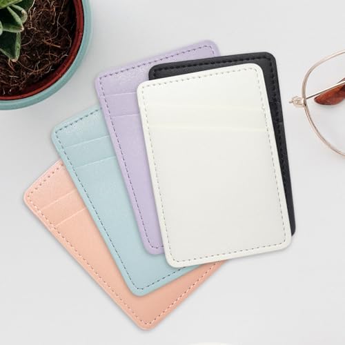 Tarjetero de cuero para teléfono compatible con iPhone y Android color blanco 6