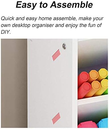 White Desk Organizer, Large Capacity DIY Pen Holder Box, Desktop Stationary Storage Rack for School Home Office (B02)