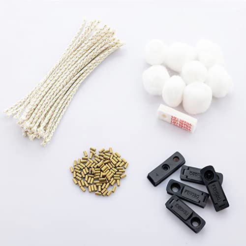 Viilareso Lighter Flint Replacement Repair Parts Packs-Ultimate Consumption Supplies Package for Petrol Fuel Lighter Replacement(Natural Cotton & 5pcs Rubber Felt Pad, 30Pcs Wick, 100Pcs Flint Stone )