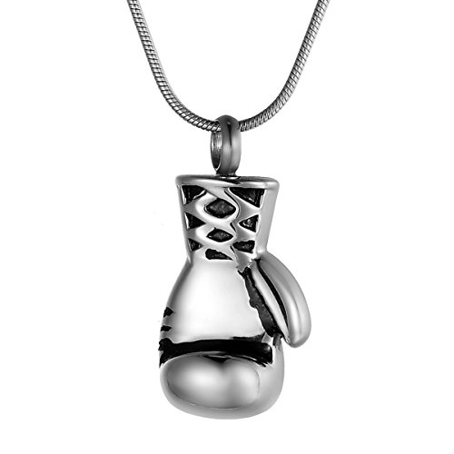 COCO Park Boxing Glove Stainless Steel Cremation Jewelry for Ashes Urn Necklaces