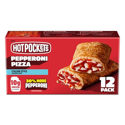 Hot Pockets Pepperoni Pizza, Italian Style Crust, Frozen Snack, 12