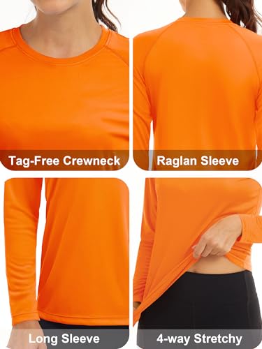 Magcomsen Spf Swim Shirts For Women Long Sleeve Womens Swim Shirts Uv Shirts Rash Guard Shirts For Women Upf 50+ Long Sleeve Running Shirts For Women Orange thumb #3