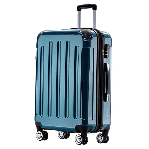 BEIBYE Hartschalen Koffer Trolley Rollkoffer Reisekoffer 4 Zwillingsrollen Polycabonat (Pale Green, 66cm - 70L)