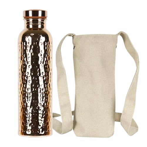 Botella de agua de cobre para beber | Botella de agua que regula la temperatura - Botella portátil de 800 ml para hacer ejercicio al aire libre acampar viajes vida diaria