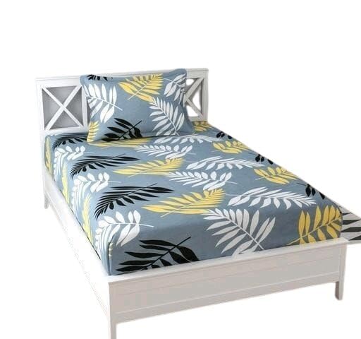 Double King Size Floral Printed Cotton Bedsheet with Two Pillow Covers Soft Finish Grey Queen Bed Sheet_162_Grey Queen-image-40