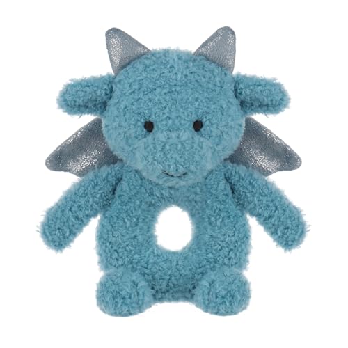 Image of Apricot Lamb Dragon Rattle Soft Baby Rattle for Boys and Girls, Plush Stuffed Animal Rattle Toy Lovey for The Newborn, 0-3 Months, 0-6 Months and Above, 4.8 Inches (Blue)