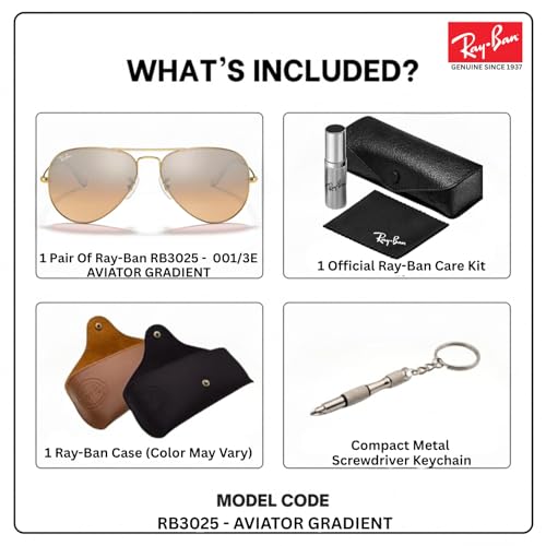 Image of Ray-Ban RB3025 AVIATOR GRADIENT Sunglasses with Official Eyewear Kit