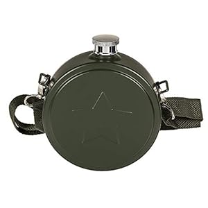 OOTB 70/2983 Veldfles rond Flachmann roestvrij staal met schouderriem, 530 ml