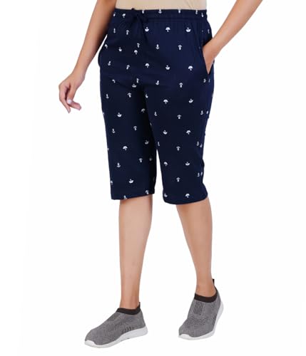 Image of FEEL TRACK Women Cotton Regular Fit Printed Capri (Pack of 1)
