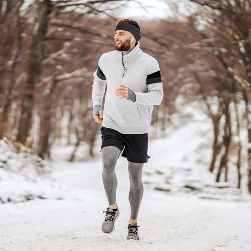 Image of Ear Warmers Headband, KOMAKE 2 Pack Earmuff Headband Fleece Earmuffs Running Headband Winter Ear Covers Moisture Wicking Sweatband Ski Sport Headband For Men & Women (Black+Gray)