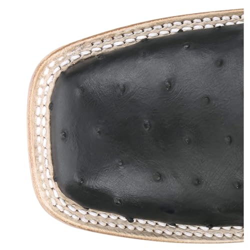 Justin Boots Mens Moseley 11 Inch Full Quill Ostrich Square Toe Dress Boots Mid Calf - Black, Brown - Size 13 EE4