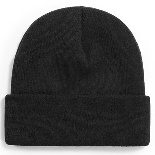 ZOORON Beanie for Men Women Warm Winter Hats Acrylic Knit Cuffed Beanie Cap Unisex Black