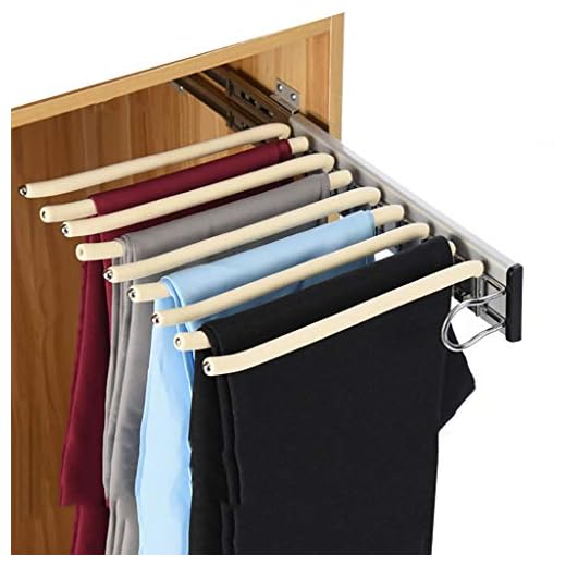 FKDEKUZI garderob dra ut vita byxor ställ 9 byxor kapacitet utdragbara jeans slipshållare galge, byxor hängare för djup 35 cm garderob