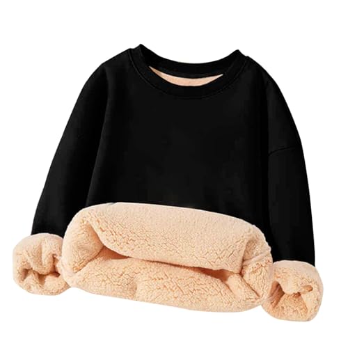 Girls Fleece Lined Sweatshirts Fall Winter Pullover Tops Comfy Warm Long Sleeve Crewneck Outfits for Big Kids Teen