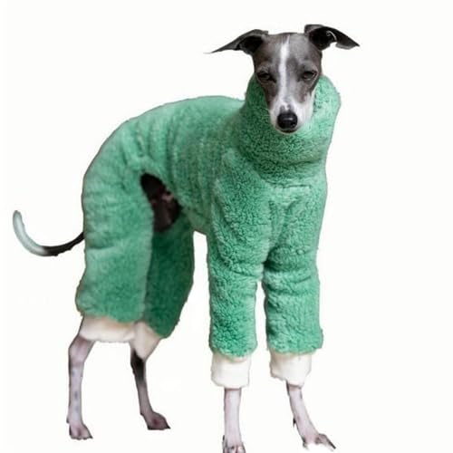 UOSIA イタリアン・グレイハウンド用パジャマ フリース製タートルネック 冬の犬用服 ウィペット用 暖かい四足ペット用プルオーバー ワンピース フルボディ犬用コート 中型犬用