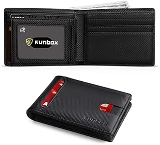 RUNBOX Wallet for Men Slim 11 Credit Card Holder Slots Leather RFID Blocking Small Thin Men's Wallet Bifold Minimalist Front Pocket Large Capacity Gift Box