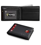 RUNBOX Wallet for Men Slim 11 Credit Card Holder Slots Leather RFID Blocking Small Thin Men's Wal...