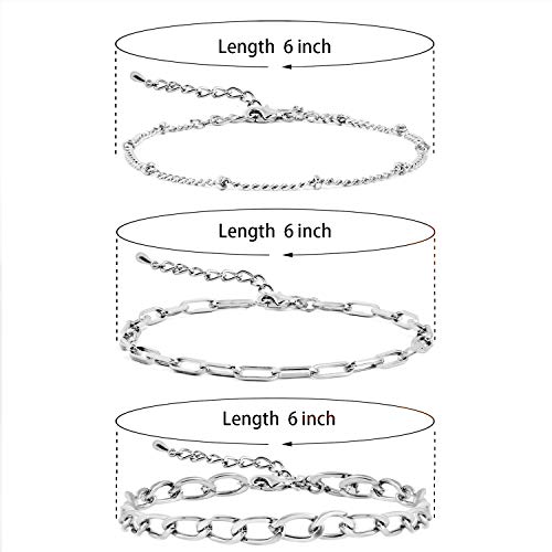 Silver Beaded Bracelets For Women,Dainty Gold Plated Chain Link Bracelet Stretchable Adjustable Bracelet… #TOP1