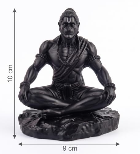 Image of Black Hanuman Idol for Car Dashboard | Bajrangbali Murti for Home Temple & Office Decor | Spiritual Protection & Good Luck Showpiece