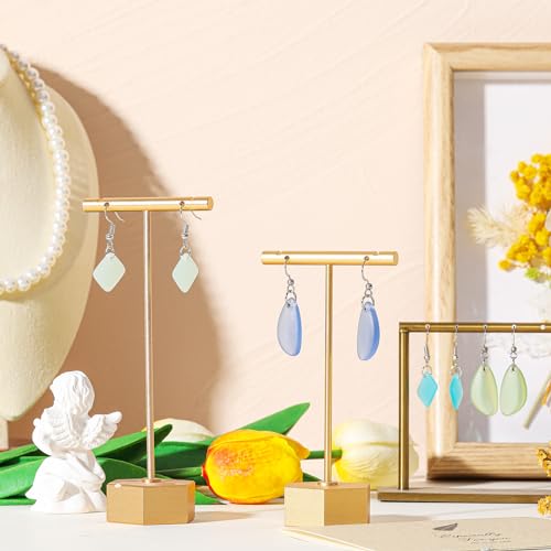 Kigeli 4 Pairs Sea Glass Earrings Recycled Sustainable Include 2 Charming Drop Earrings 2 Square Handmade Earrings for Women Ocean Beach Jewelry Christmas Gift Teacher Coworker Birthday Thanksgiving4