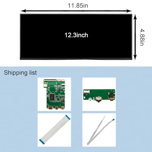 Image of VSDISPLAY 12.3 Inch 2K LCD Screen 2400x900 with USB-C LCD Controller Board,as Extra Secondary Display Panel for PC /Laptop /Game Cabinet Monitor