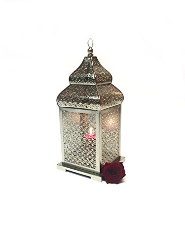 Orientalische Laterne aus Metall Kalila 41cm | orientalisches Windlicht silber | Marokkanische Metalllaterne für draußen… – Bild 7