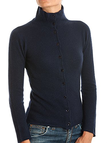 DALLE PIANE CASHMERE - Blouson avec Boutons 100% Cachemire, Made in Italy - Femme, Couleur: Bleu, Taille: XXL