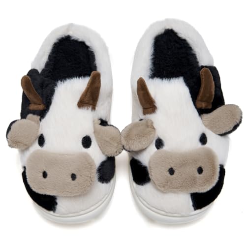Cow Cartoon Slippers For Women Indoor And Outdoor Mens House Cute Fuzzy Keep Warm Animal Cloud Slides Winter Soft Comfy Warm Anti-Slip Home Slippe