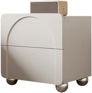 Modern Bedroom Night Stand, Bedside Table with 2 Drawers, Bedside Table with Microfiber Leather, Bedside Table for Small SpacesWhite,19.7in