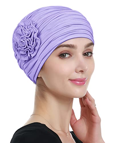 Bamboo Chemo Headwear For Women Lightweight For Winter Light Purple #TOP4