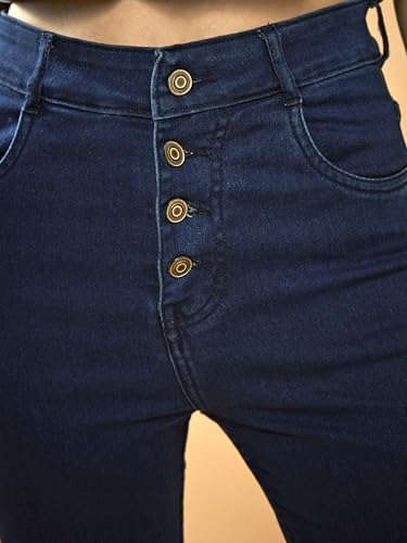 Image of Dolce Crudo Women's Skinny High Rise Bleached Cropped Stretchable Denim Jeans