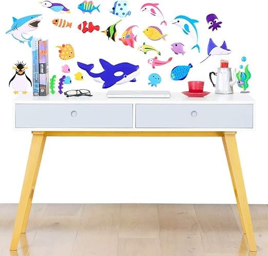 Image of Cots and Cuddles 3D Puffy Aquatic Animal Stickers, 220+ Sea, Fish, Ocean Scrap Book Decoration for Boys & Girls | 4 Strap