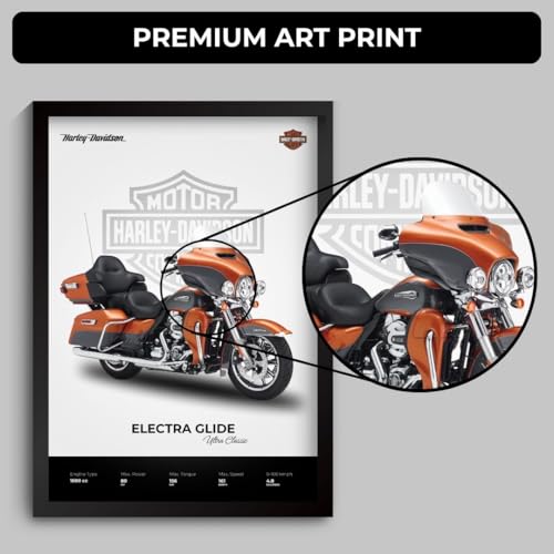 Image of Funk You Store Harley Davidson Glide Poster | Framed Poster of Harley Davidson Superbike A4 Sized (31 x 23 cm) for Wall, Gift for Boys, Bike Posters | Bike Frames Hanging, Room Decor, Gifting