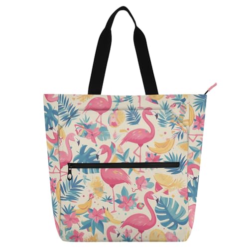 Bolsa de mano de flamencos: el bolso grande con cremallera ideal para la escuela de niños y profes