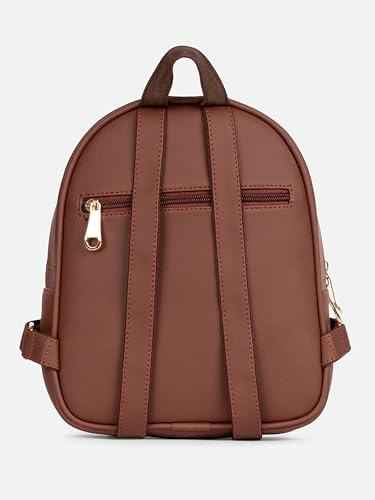 Image of ZOUK Mayra Mini Daypack | Stylish Vegan Leather Backpack for Women with Water-Resistant Lining | Handcrafted Small Day Bag with Gold Zip & Adjustable Straps |